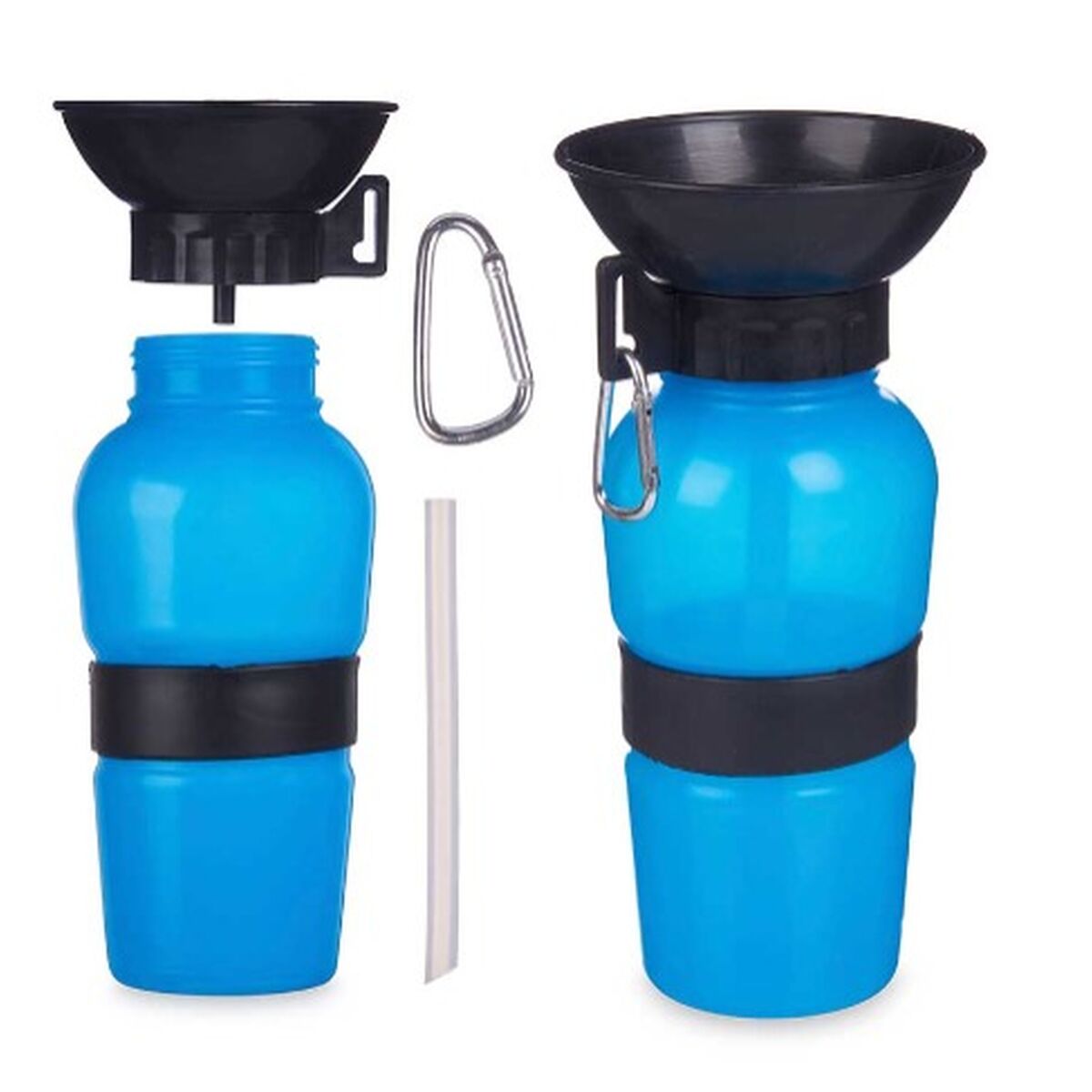 Vattenflaska med drickskål för hundar Blå Svart Metall Plast 500 ml - Mascow | Valpoteket