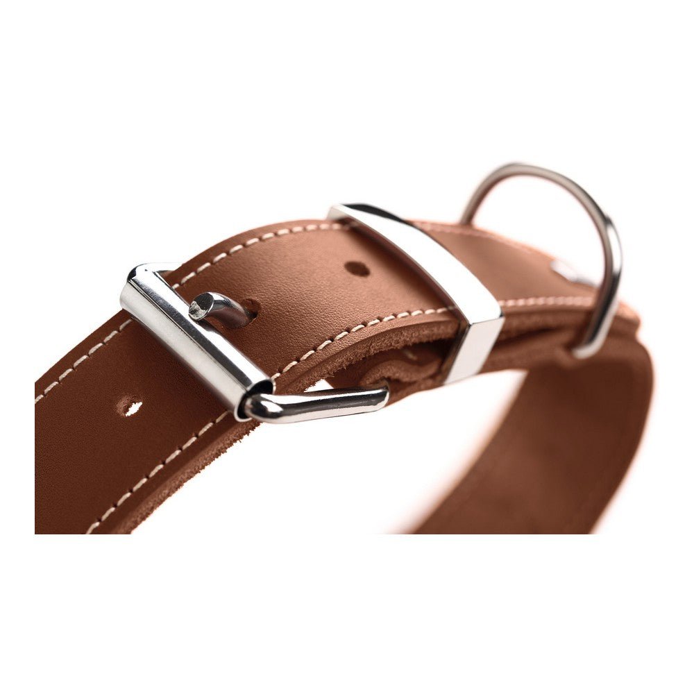 Dog collar Aalborg | Soft charcoal leather | Brown, S