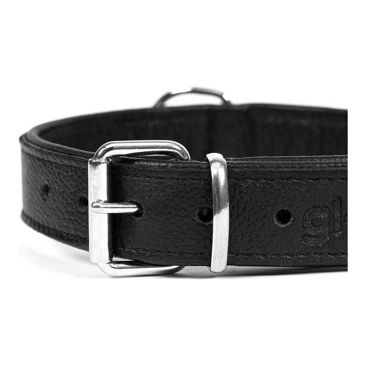 Dog collar leather Gloria Drymilled Black (30 x 1.5 cm)