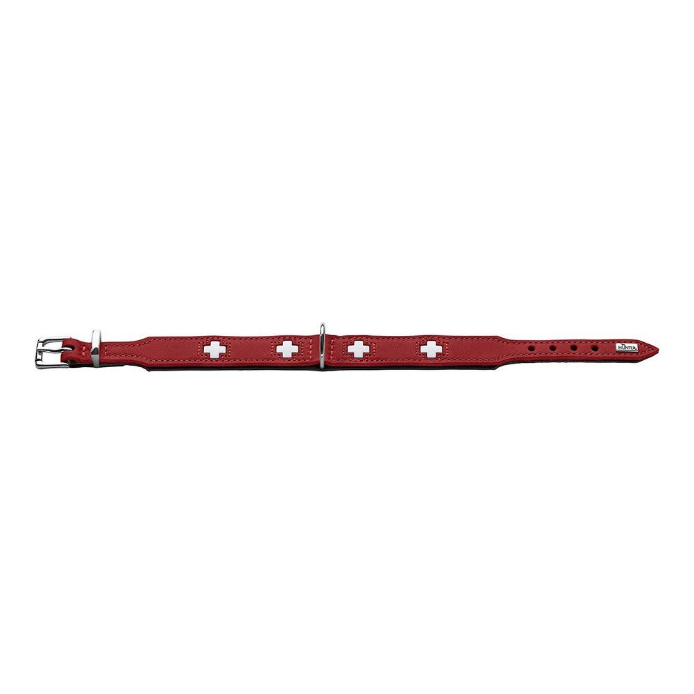 Hundhalsband läder Hunter Swiss Röd/Svart (47-54 cm)