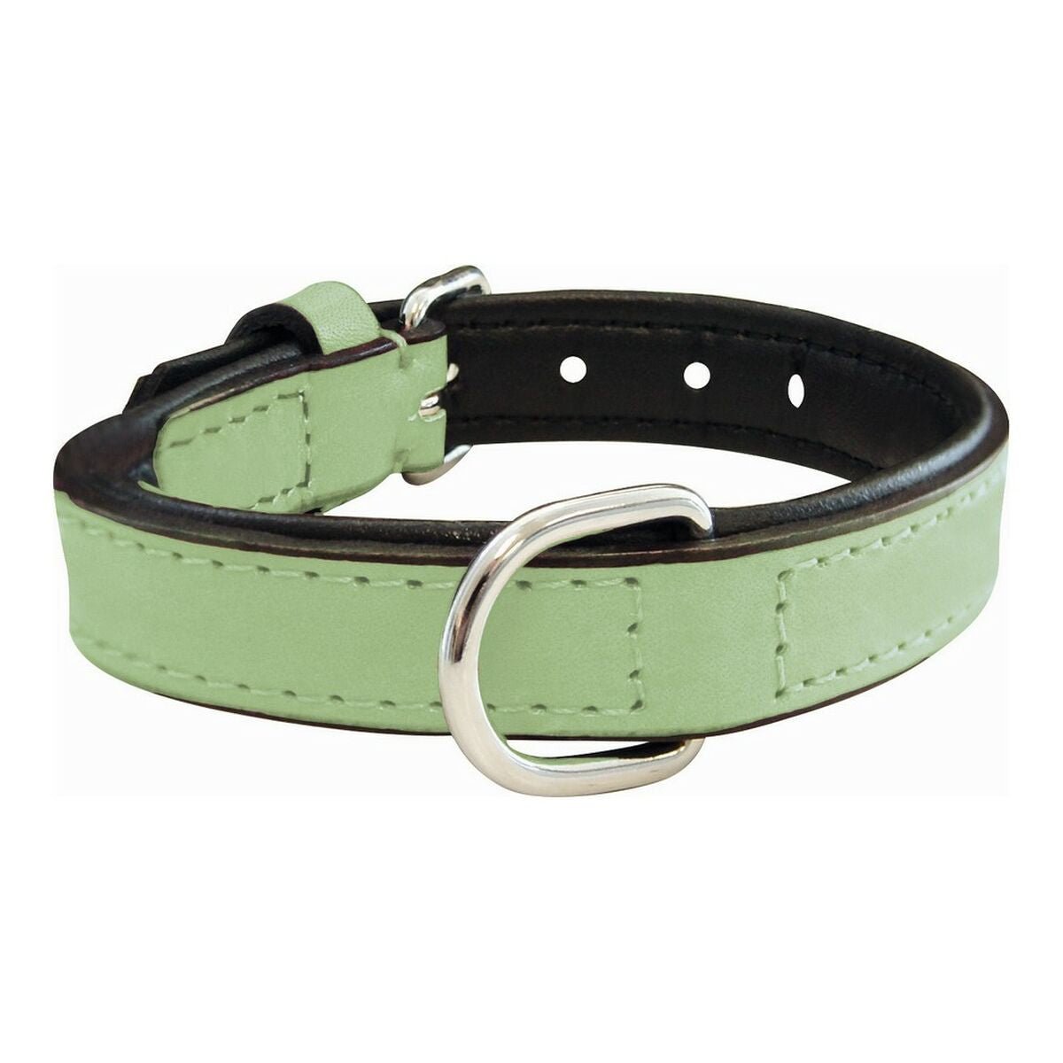 Dog collar leather padded Gloria green (55 x 2.5 cm)