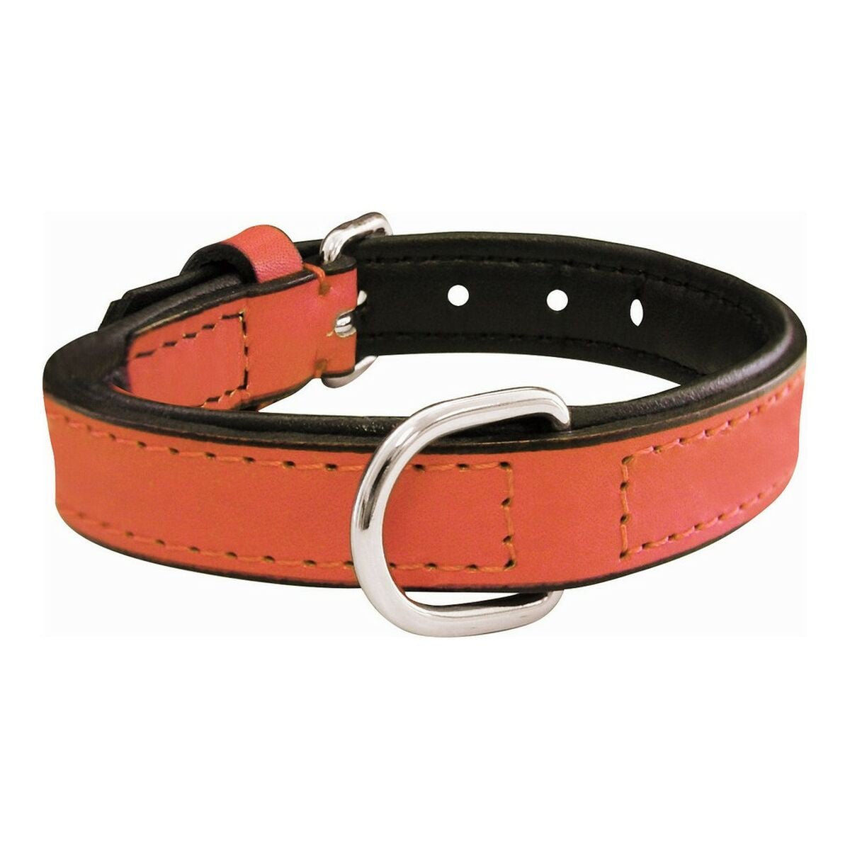 Dog collar leather padded Gloria coral (30 x 1.5 cm)