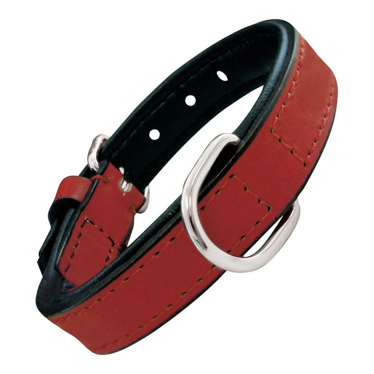 Dog collar leather padded Gloria red (35 x 1.5 cm)