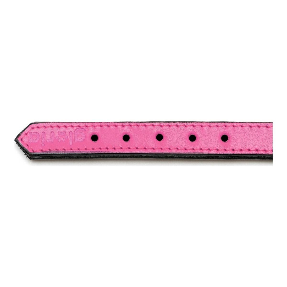 Dog collar leather padded Gloria pink (30 x 1.5 cm)