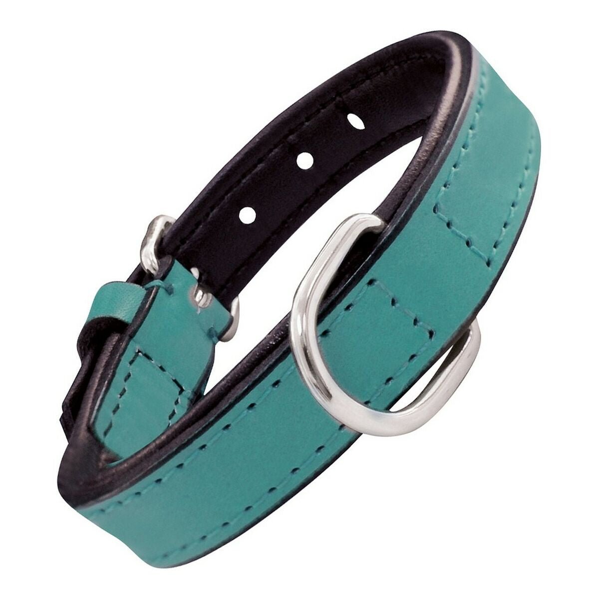 Dog collar leather padded Gloria turquoise (35 x 1.5 cm)