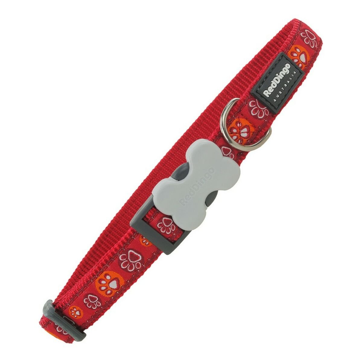 Dog collar nylon Red Dingo Animal footprints (24-37 cm) (1.5 x 24-36 cm)