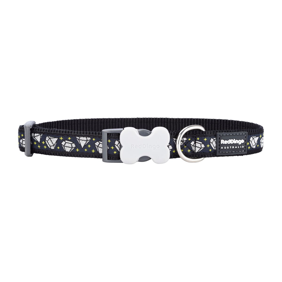 Dog collar Red Dingo STYLE DIAMOND Black 41-63 cm