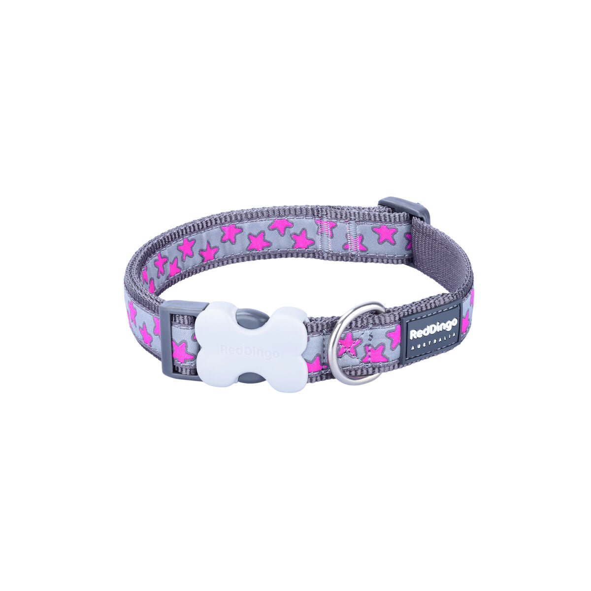 Hundhalsband Red Dingo STYLE HOT PINK ON COOL GREY 31-47 cm
