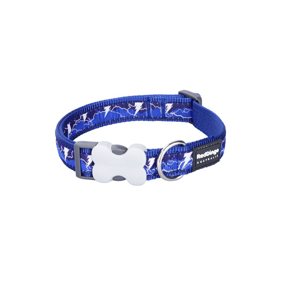 Dog collar Red Dingo STYLE LIGHTNING Navy blue 41-63 cm