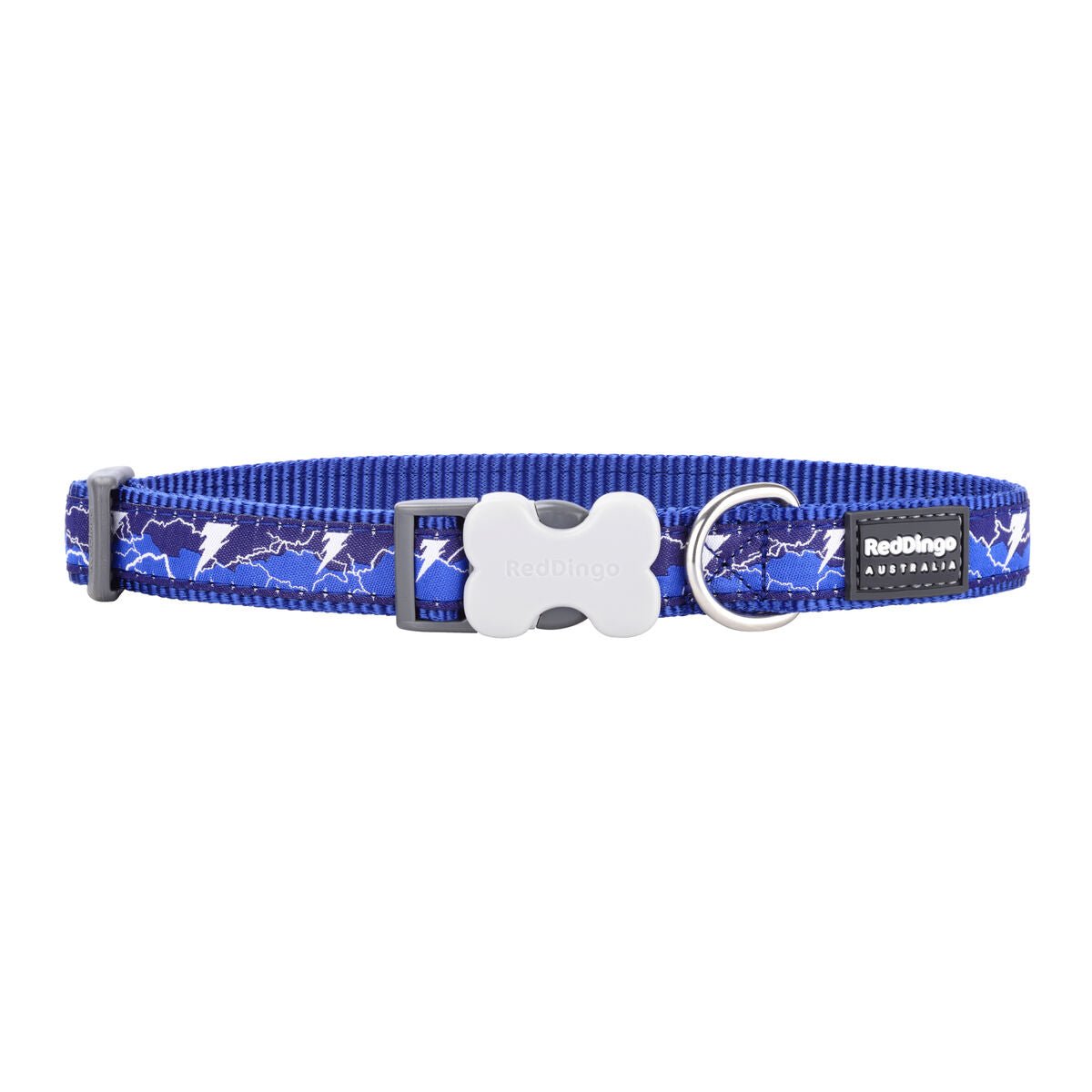 Dog collar Red Dingo STYLE LIGHTNING Navy blue 41-63 cm