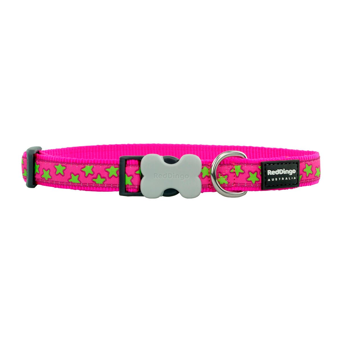 Hundhalsband Red Dingo STYLE STARS LIME ON HOT PINK 15 mm x 24-36 cm - Red Dingo | Valpoteket