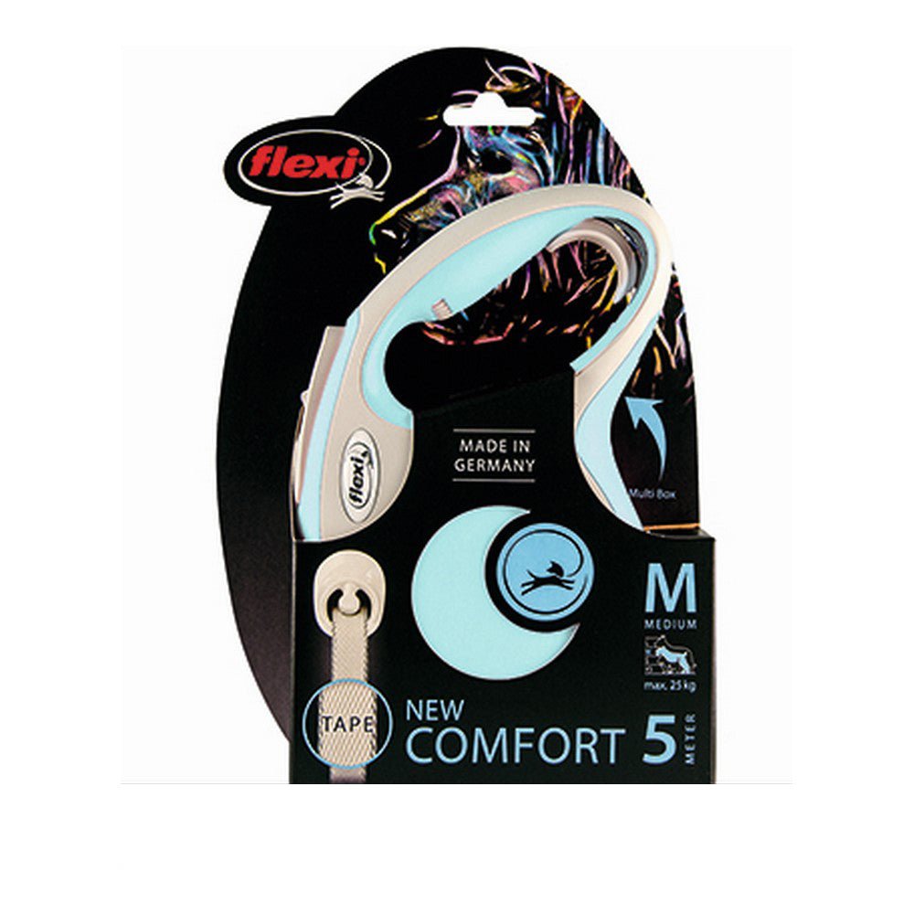 Hundkoppel Flexi New Comfort Storlek M Ljusblå (5 m) - Flexi | Valpoteket