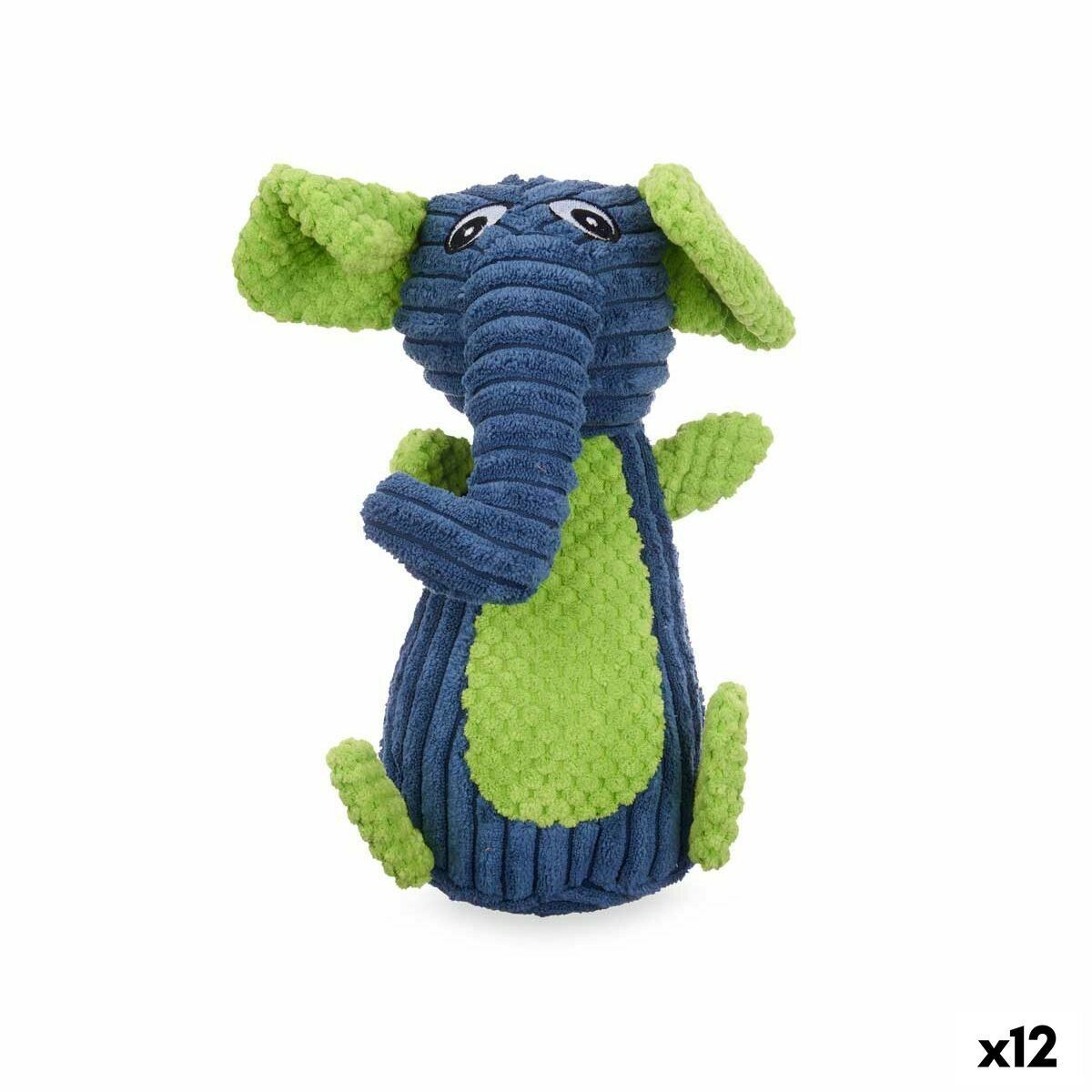 Dog toy Soft toy Elephant with sound Blue Green 28 x 14 x 17 cm (12 quantity)