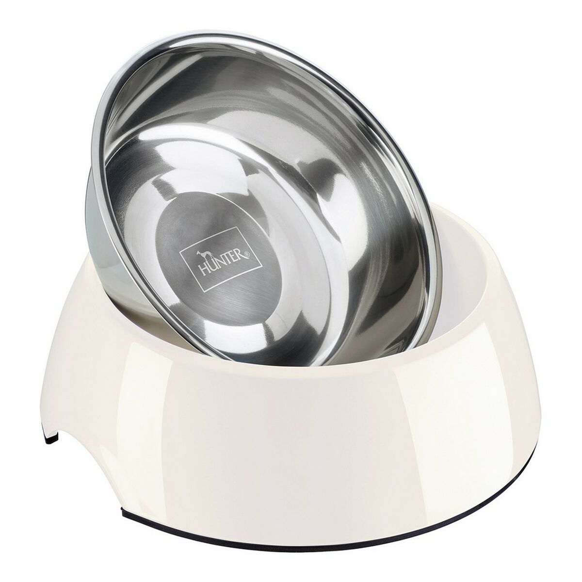 Dog feeder Hunter Stainless steel Melamine White (18.5 x 18.5 x 9.5 cm)