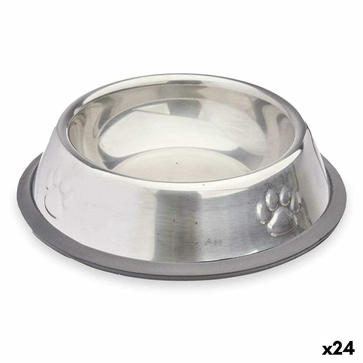 Dog feeder Silver Gray Rubber Metal 15 x 4 x 15 cm (24 quantity)