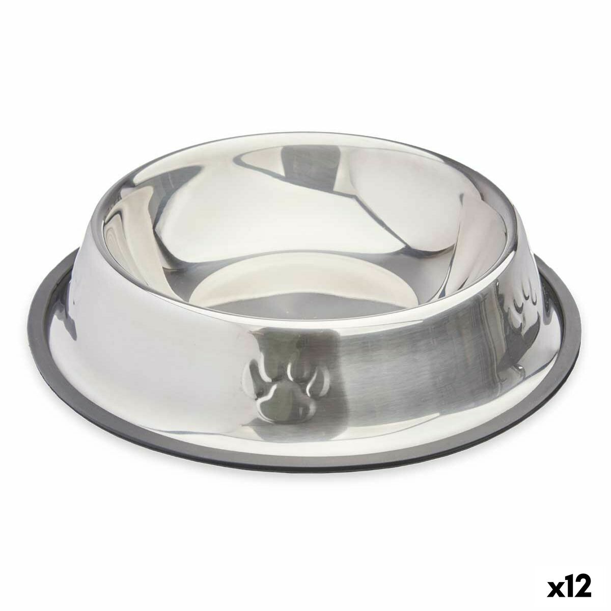 Dog feeder Silver Gray Rubber Metal 26 x 7 x 26 cm (12 quantity)