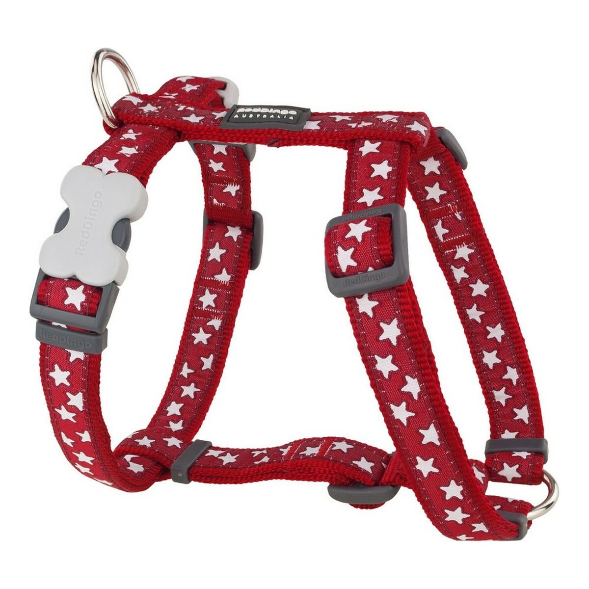 Dog harness Red Dingo Red Star White 37-61 cm