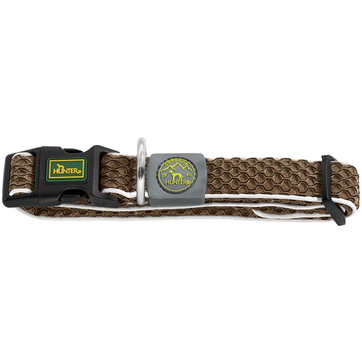 Reflective dog collar Hunter Vario Basic Threads Brown Size S (30-43 cm)