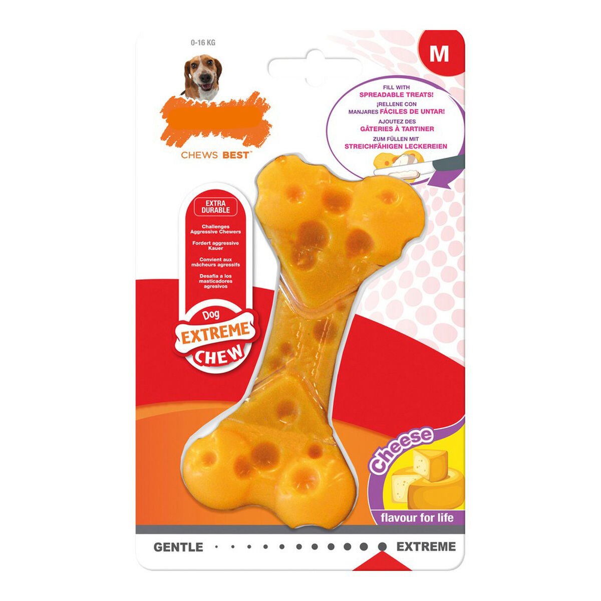 Dog Chew Toy Nylabone Dura Chew Cheese Size M Nylon