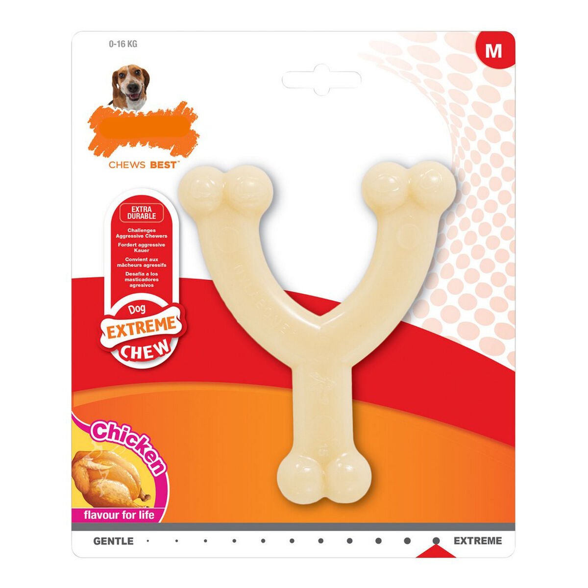 Dog Chew Toy Nylabone Extreme Chew Wishbone Size M Chicken Nylon