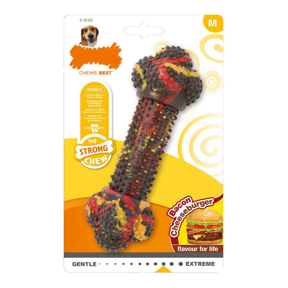 Chew toy for dogs Nylabone Strong Chew Bacon Cheese Hamburger Rubber Size M